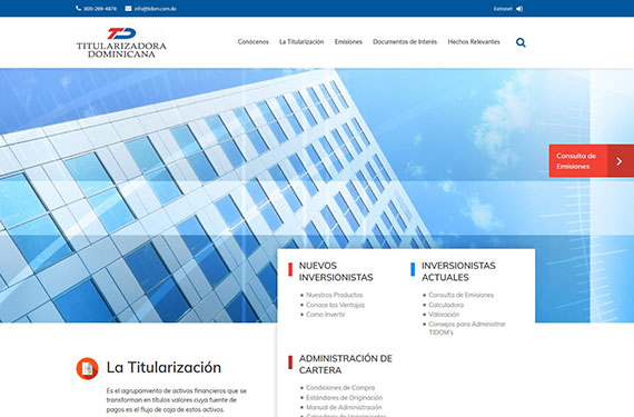 Website for Compañía Titularizadora Dominicana